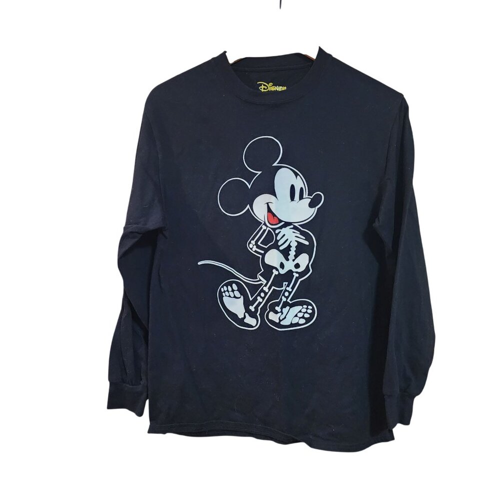 Disney Mickey Mouse Skeleton Long Sleeve T-Shirt Black M